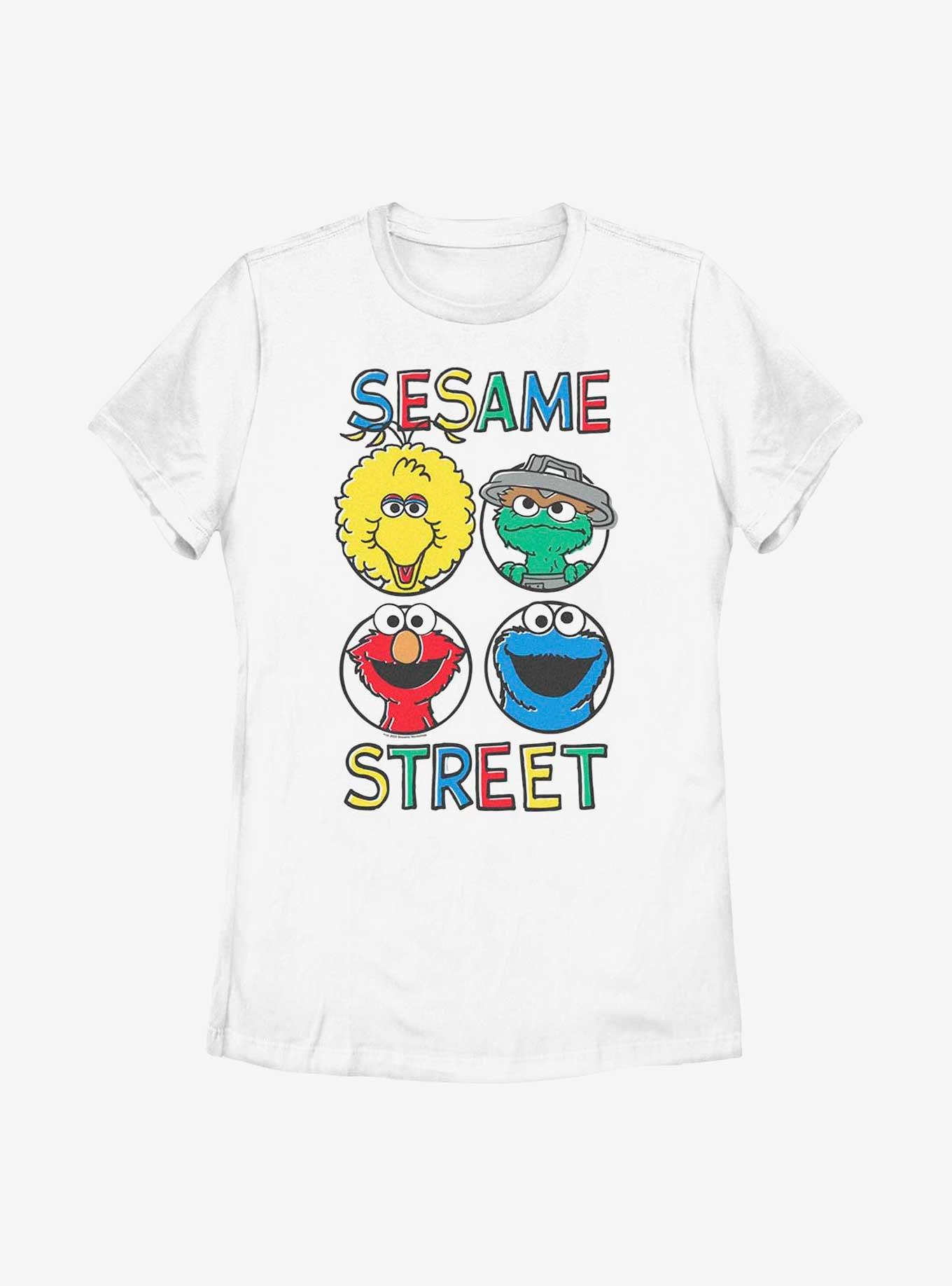 Sesame Street Circle Grid Womens T-Shirt, WHITE, hi-res