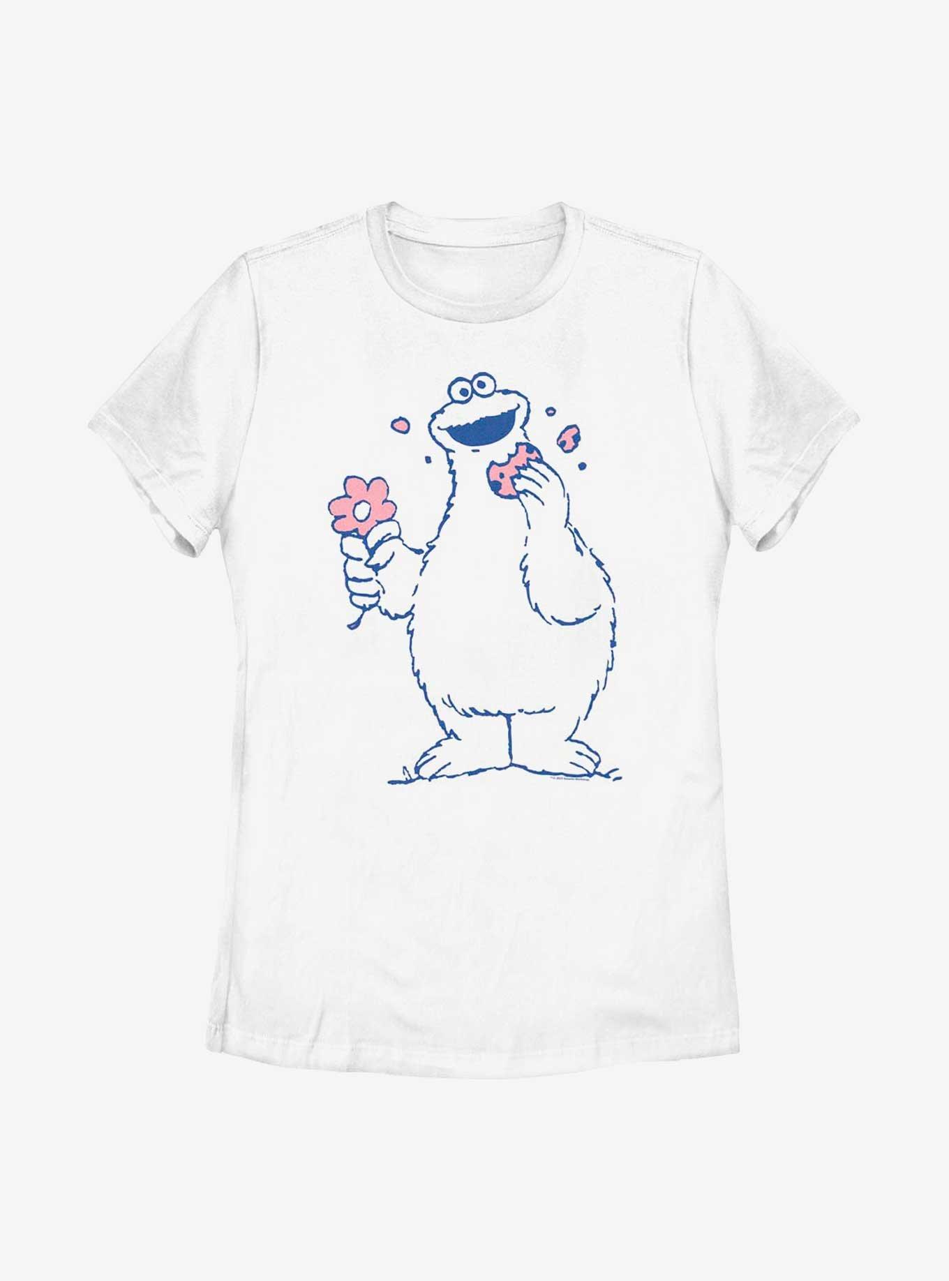 Sesame Street Cookie Monster Flower Womens T-Shirt, WHITE, hi-res