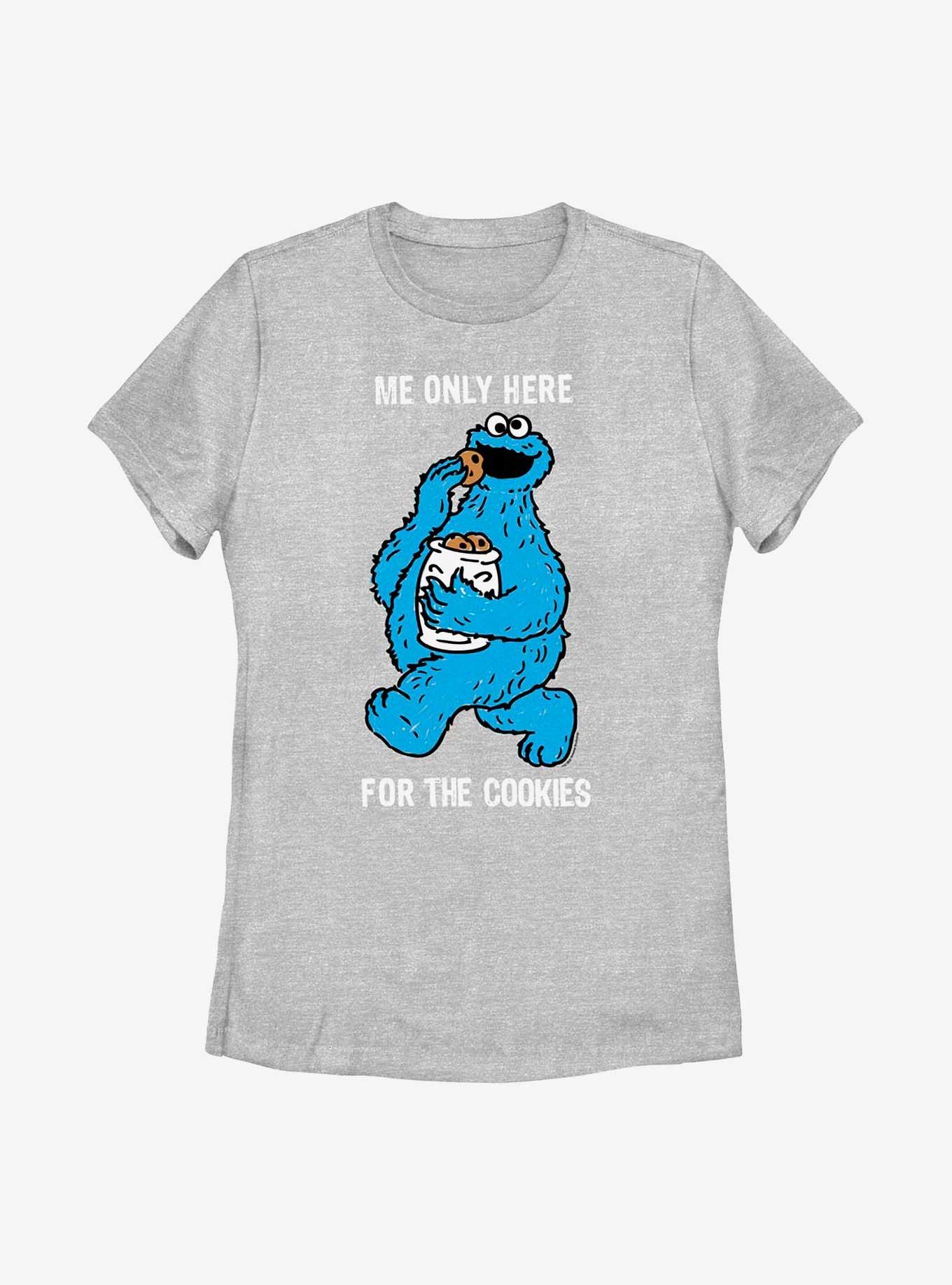 Sesame Street Cookie Monster Only Here For The CookiesWomens T-Shirt, ATH HTR, hi-res
