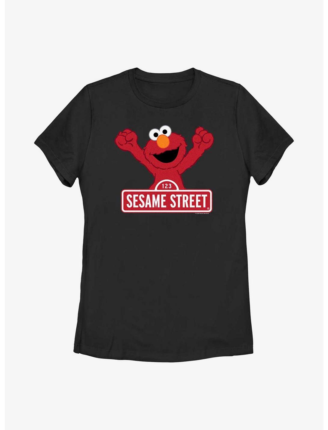 Sesame Street Elmo Varsity Sign Womens T-Shirt, BLACK, hi-res