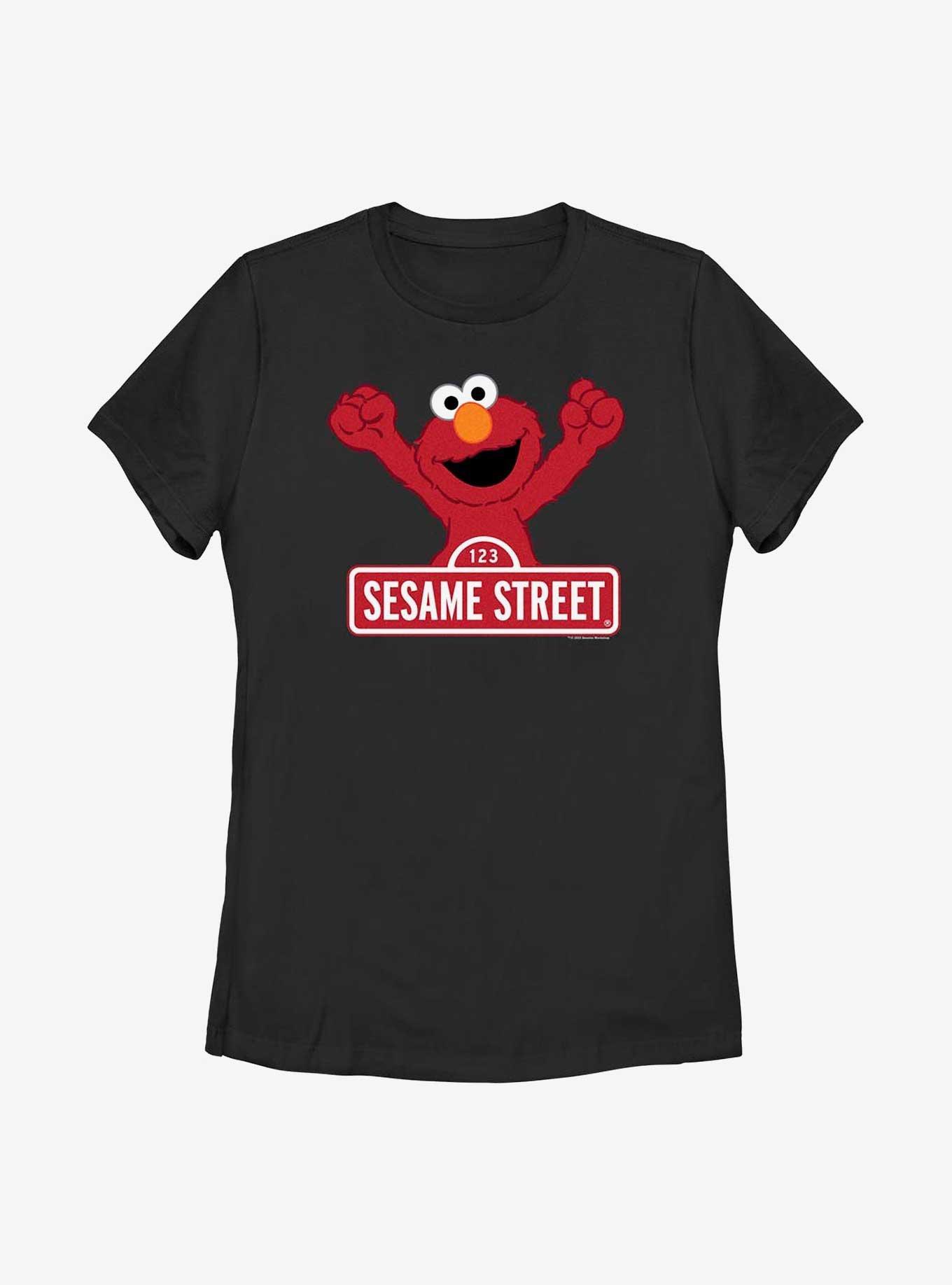 Sesame Street Elmo Varsity Sign Womens T-Shirt, BLACK, hi-res
