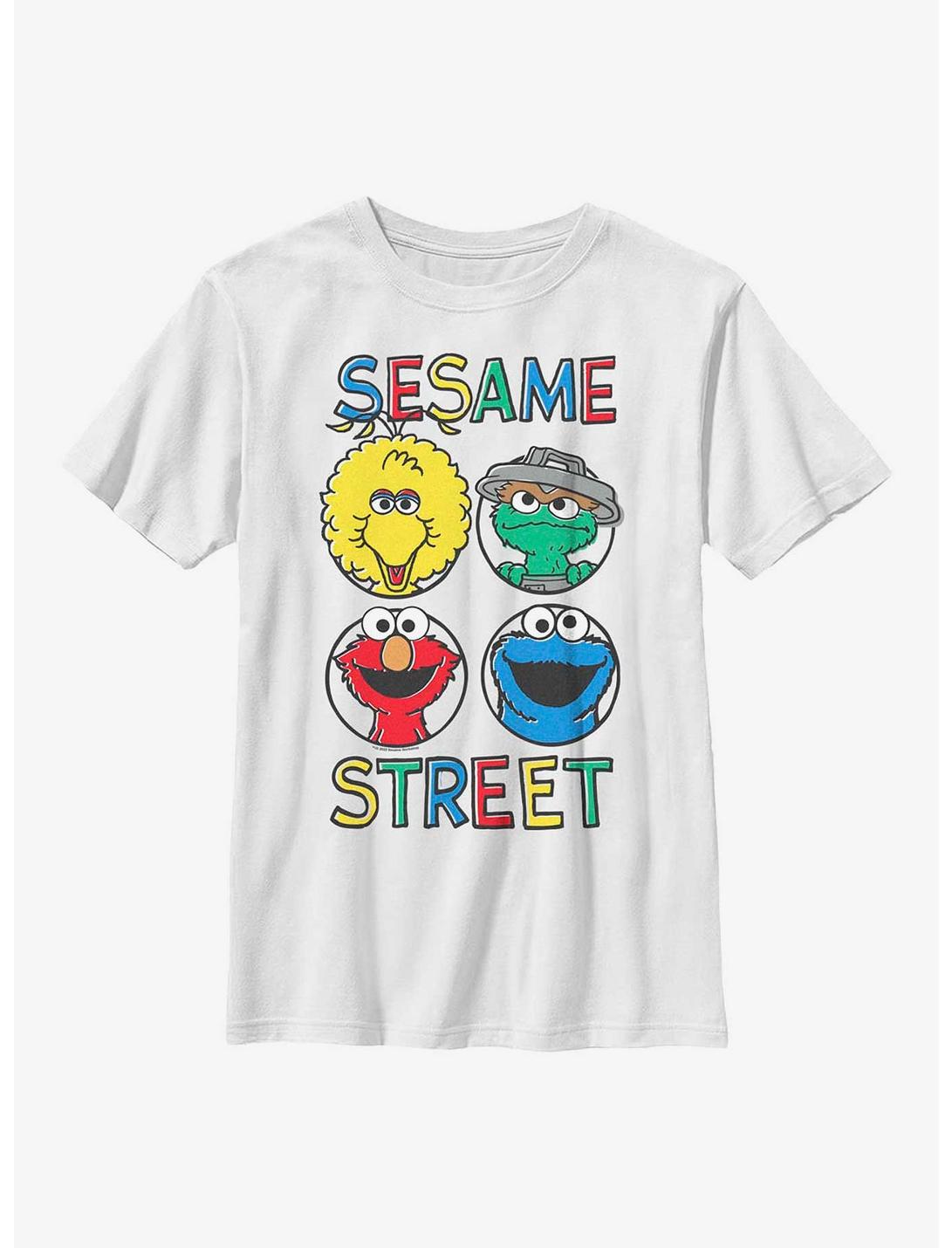 Sesame Street Circle Grid Youth T-Shirt, WHITE, hi-res