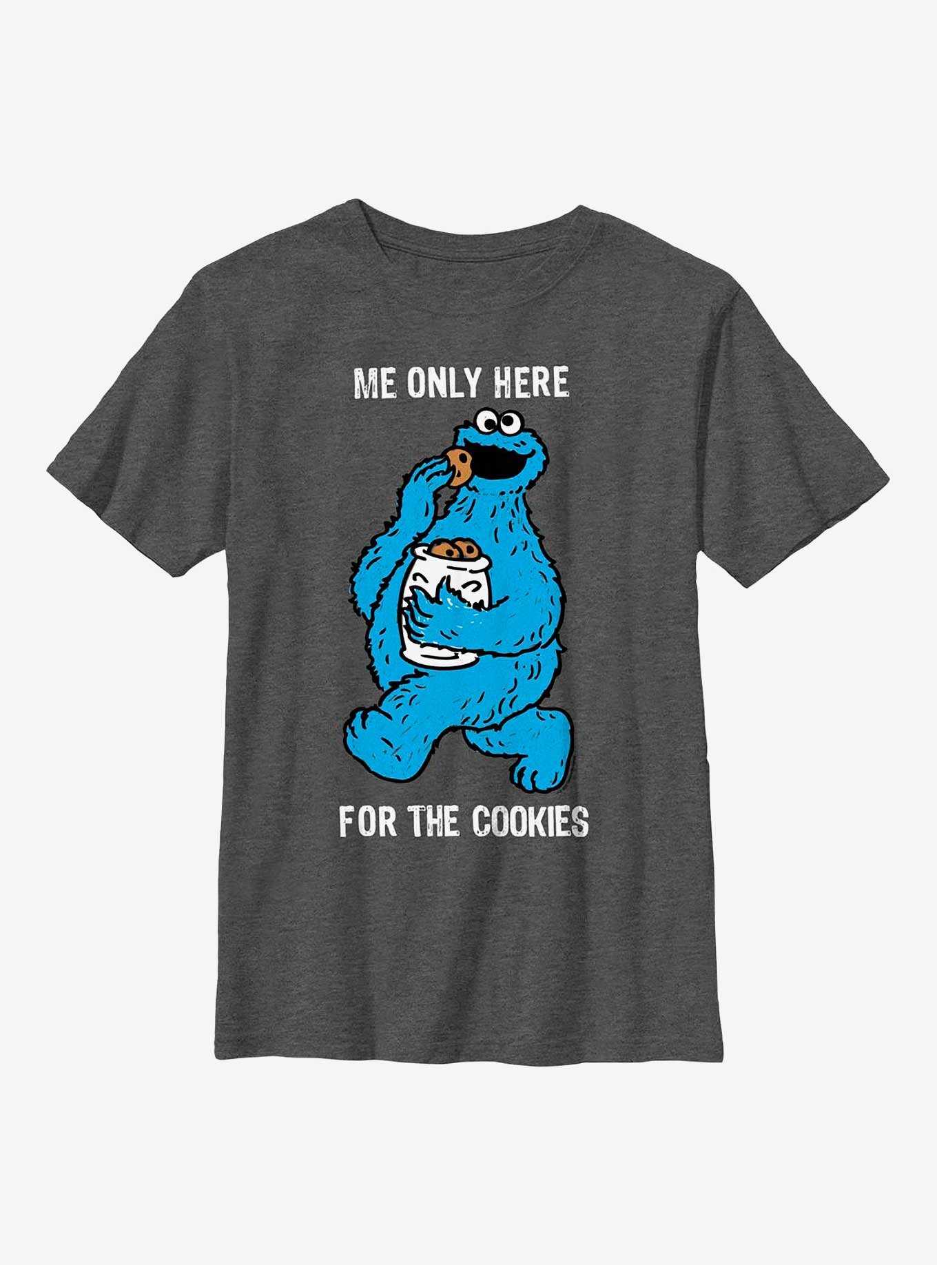 Sesame Street Cookie Monster Only Here For The CookiesYouth T-Shirt, , hi-res