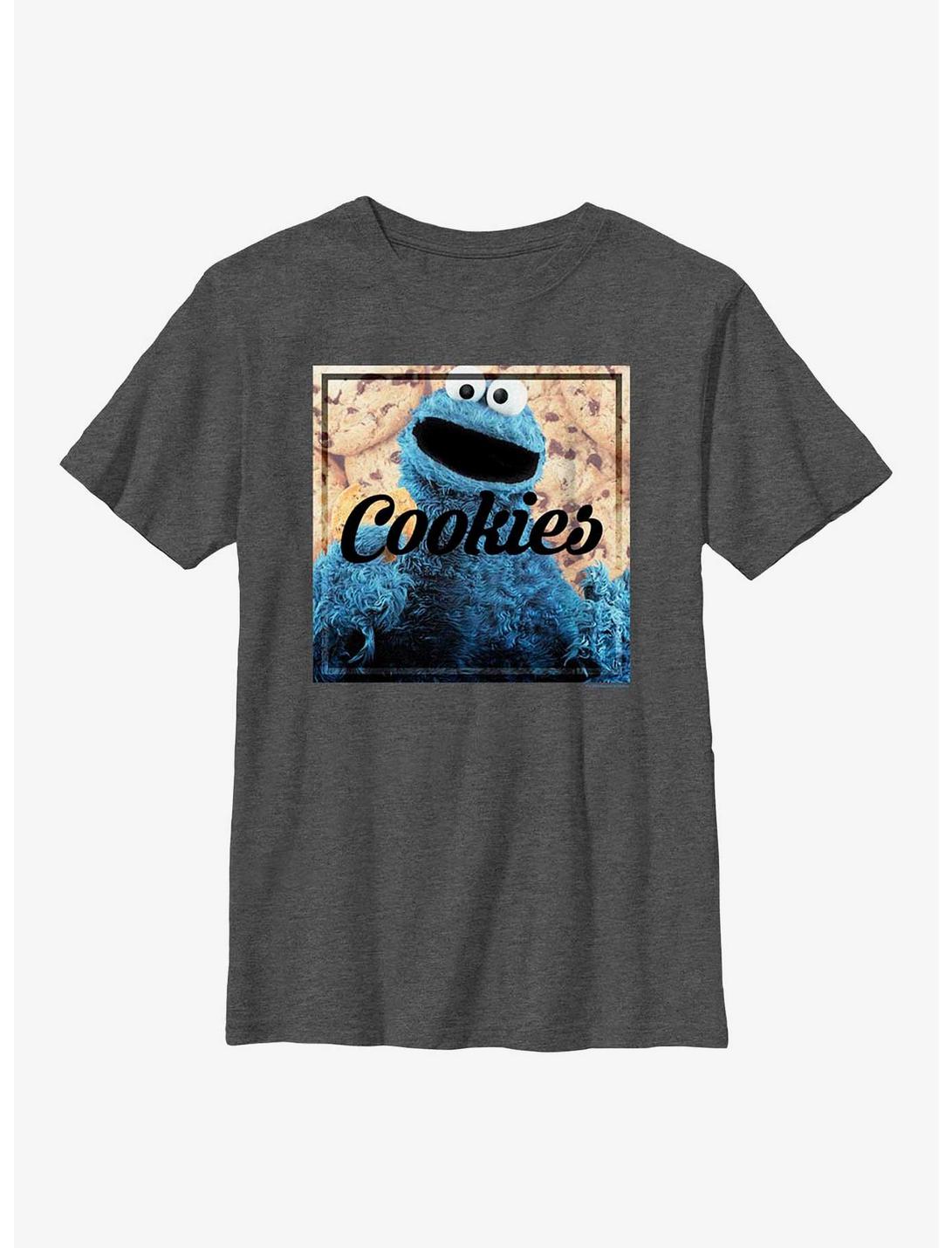 Sesame Street Cookies Cookie Monster Youth T-Shirt, CHAR HTR, hi-res