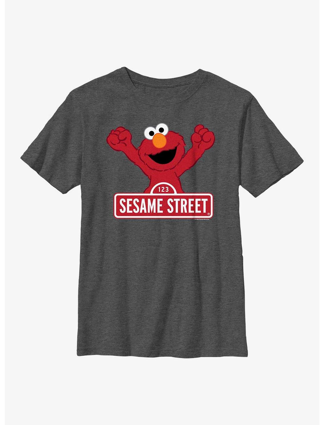 Sesame Street Elmo Varsity Sign Youth T-Shirt, CHAR HTR, hi-res