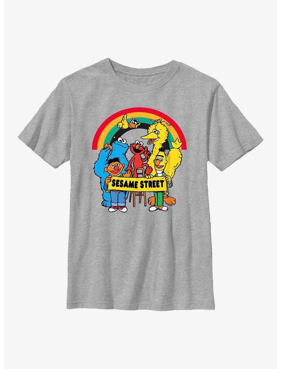 Sesame Street Rainbow Banner Youth T-Shirt, ATH HTR, hi-res