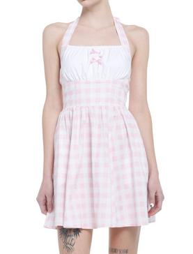 Pink Gingham Halter Mini Dress, , hi-res