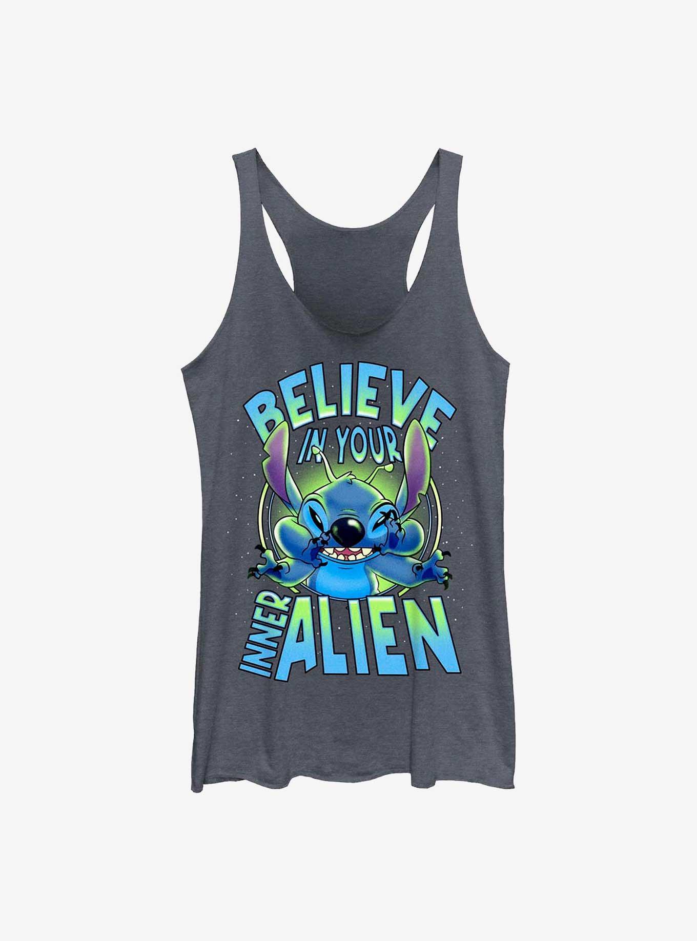 Disney Lilo & Stitch Believe In Your Inner Alien Womens Tank Top, NAVY HTR, hi-res