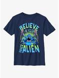 Disney Lilo & Stitch Believe In Your Inner Alien Youth T-Shirt, NAVY, hi-res