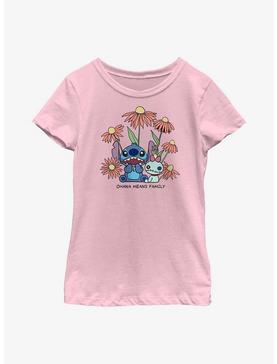 Disney Lilo & Stitch Chibi Floral Ohana Means Family Youth Girls T-Shirt, , hi-res