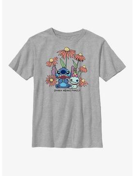 Disney Lilo & Stitch Chibi Floral Ohana Means Family Youth T-Shirt, , hi-res