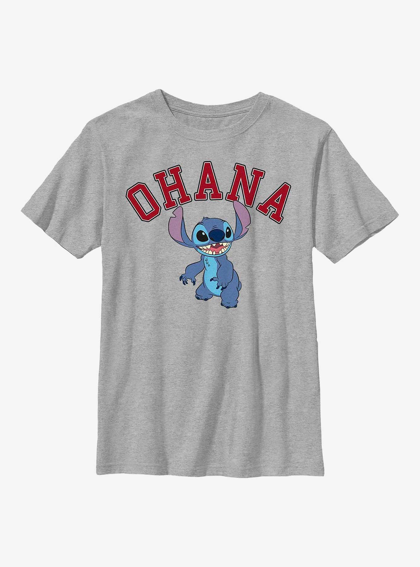 Disney Lilo & Stitch Ohana Collegiate Youth T-Shirt, ATH HTR, hi-res