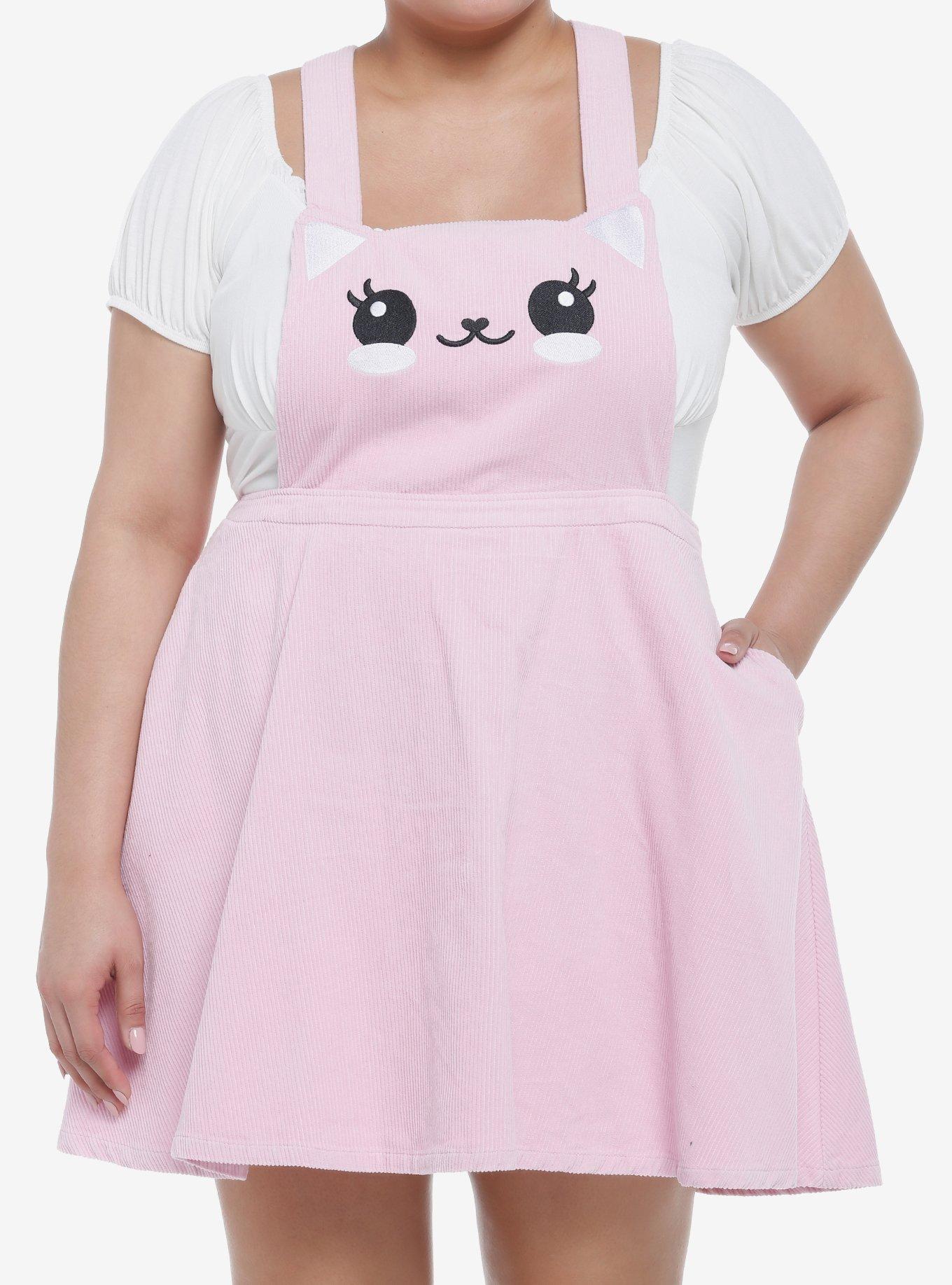 Kitty Cat Pink Corduroy Skirtall Plus Size, PINK, hi-res