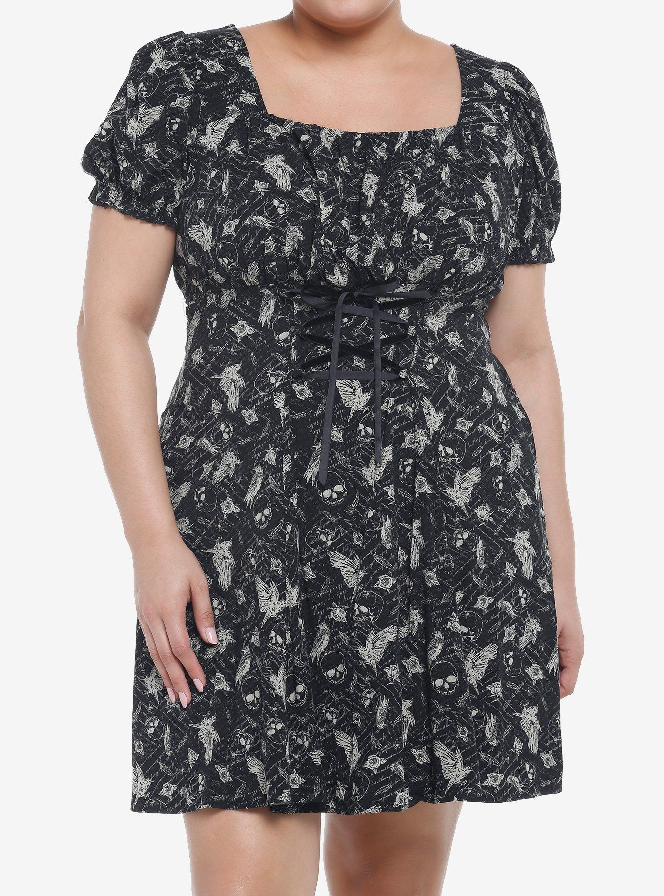 Ravens & Quills Babydoll Dress Plus Size, BLACK, hi-res