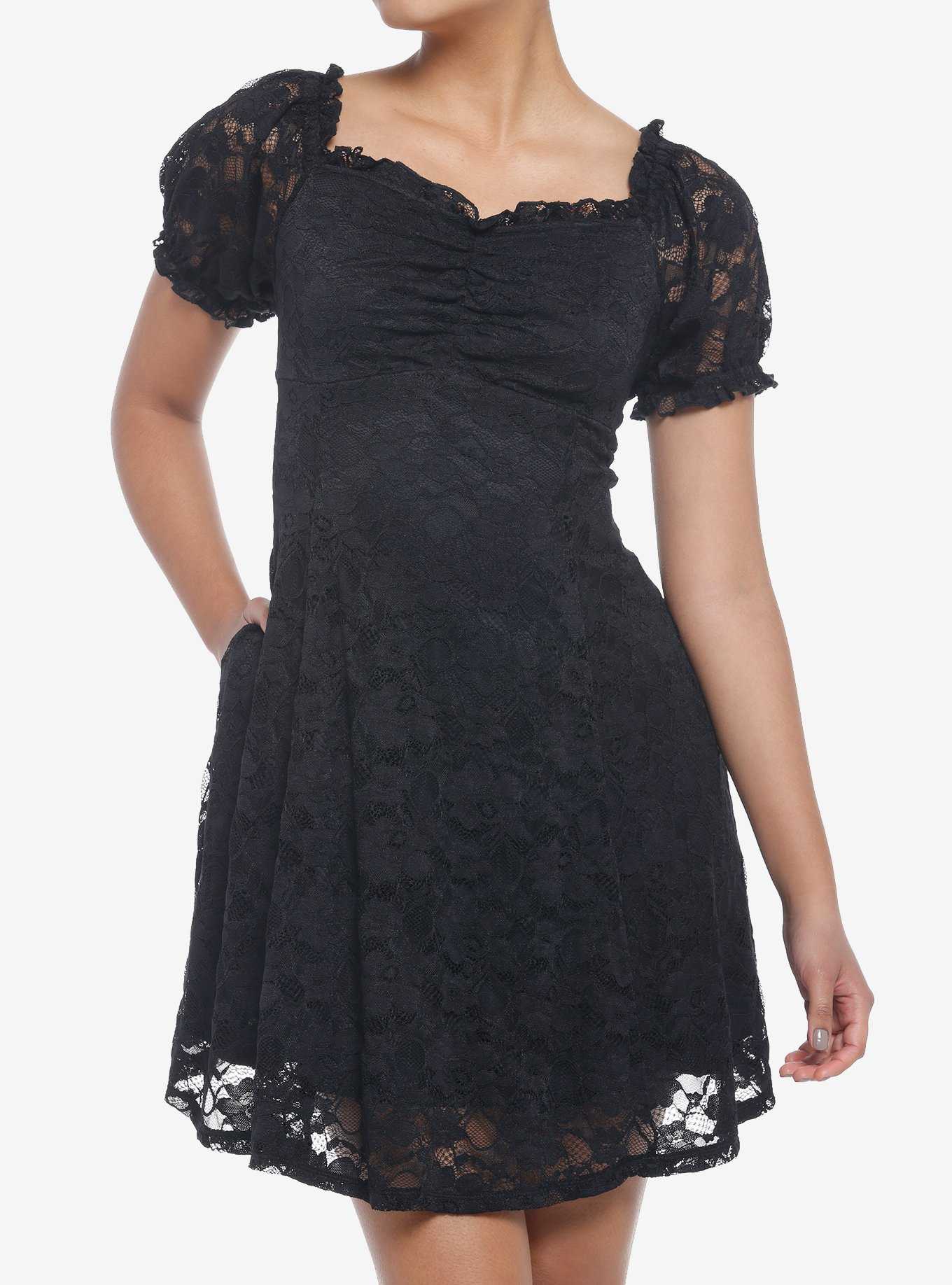 Black Lace Babydoll Dress, , hi-res