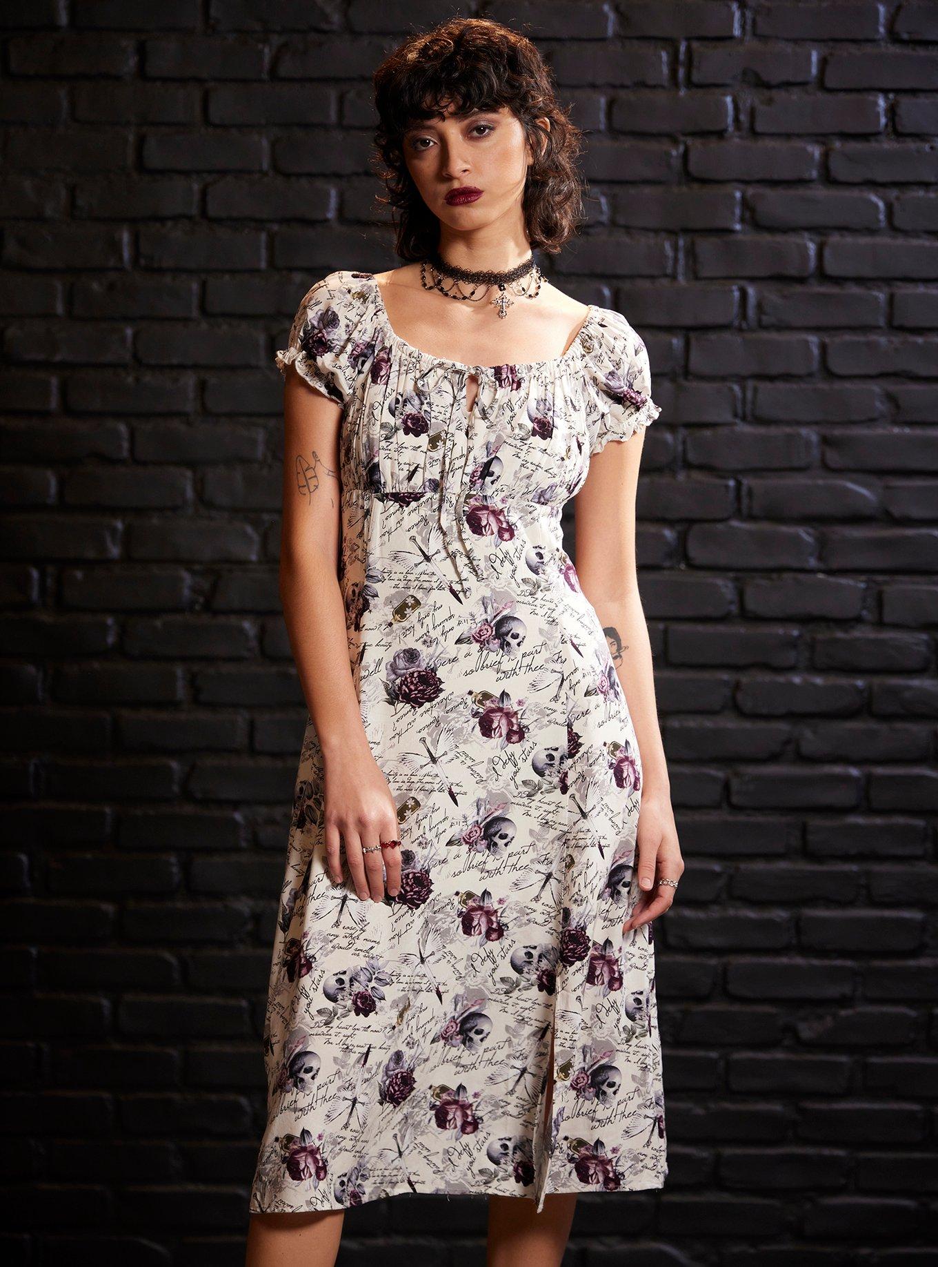 Dark Romance Ivory Empire Midi Dress, MULTI, hi-res