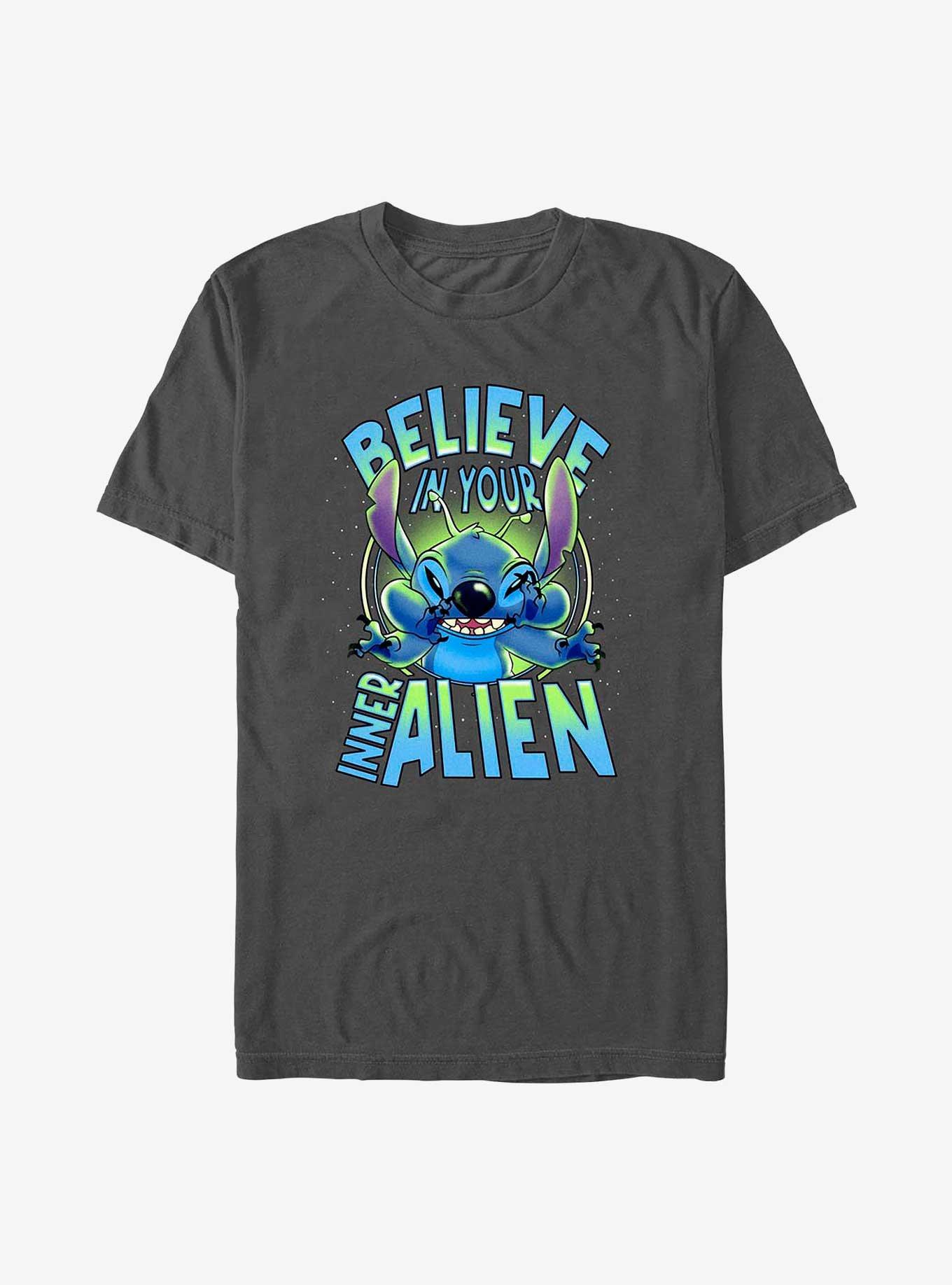 Disney Lilo & Stitch Believe In Your Inner Alien T-Shirt, CHARCOAL, hi-res