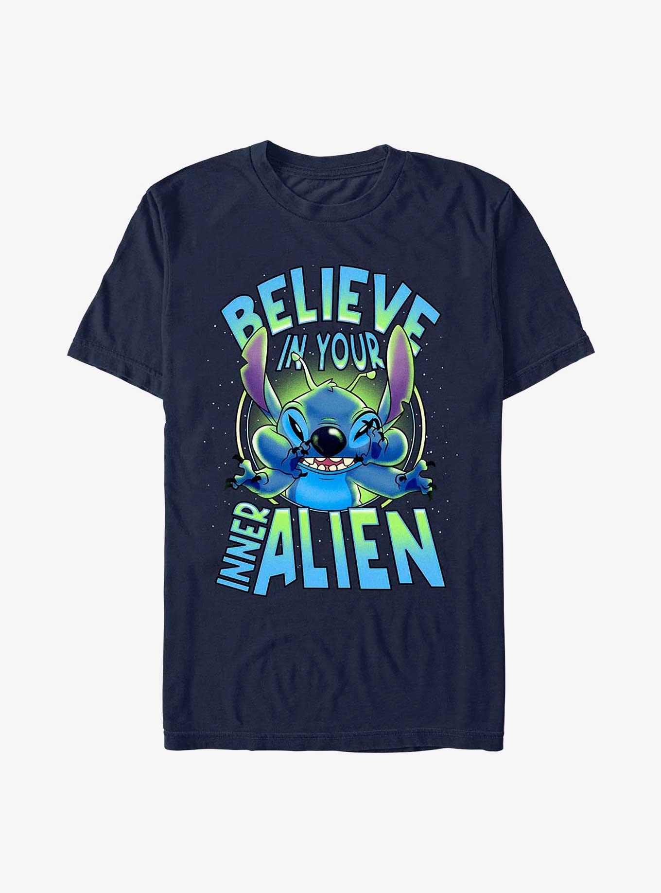 Disney Lilo & Stitch Believe In Your Inner Alien T-Shirt, NAVY, hi-res