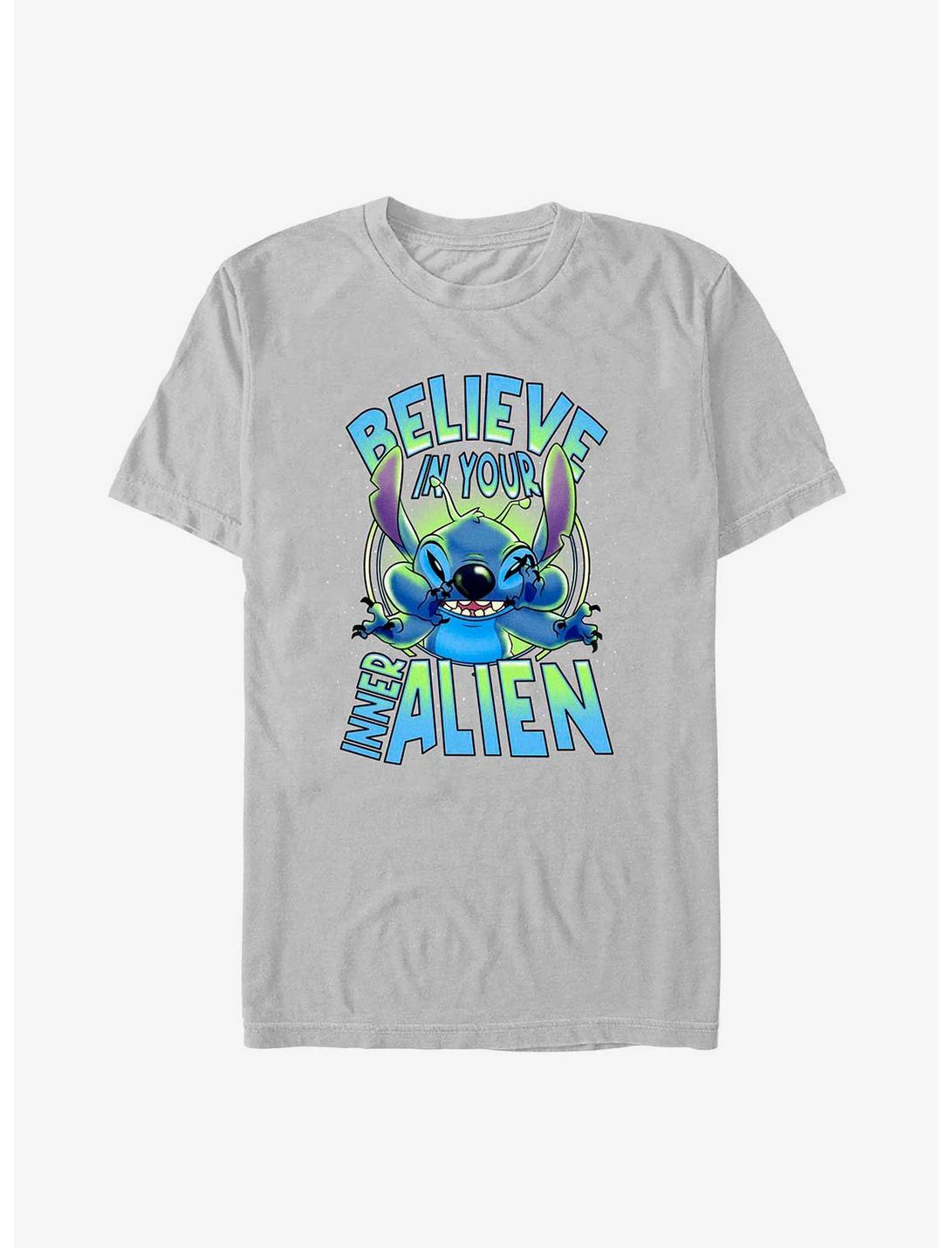 Disney Lilo & Stitch Believe In Your Inner Alien T-Shirt, SILVER, hi-res