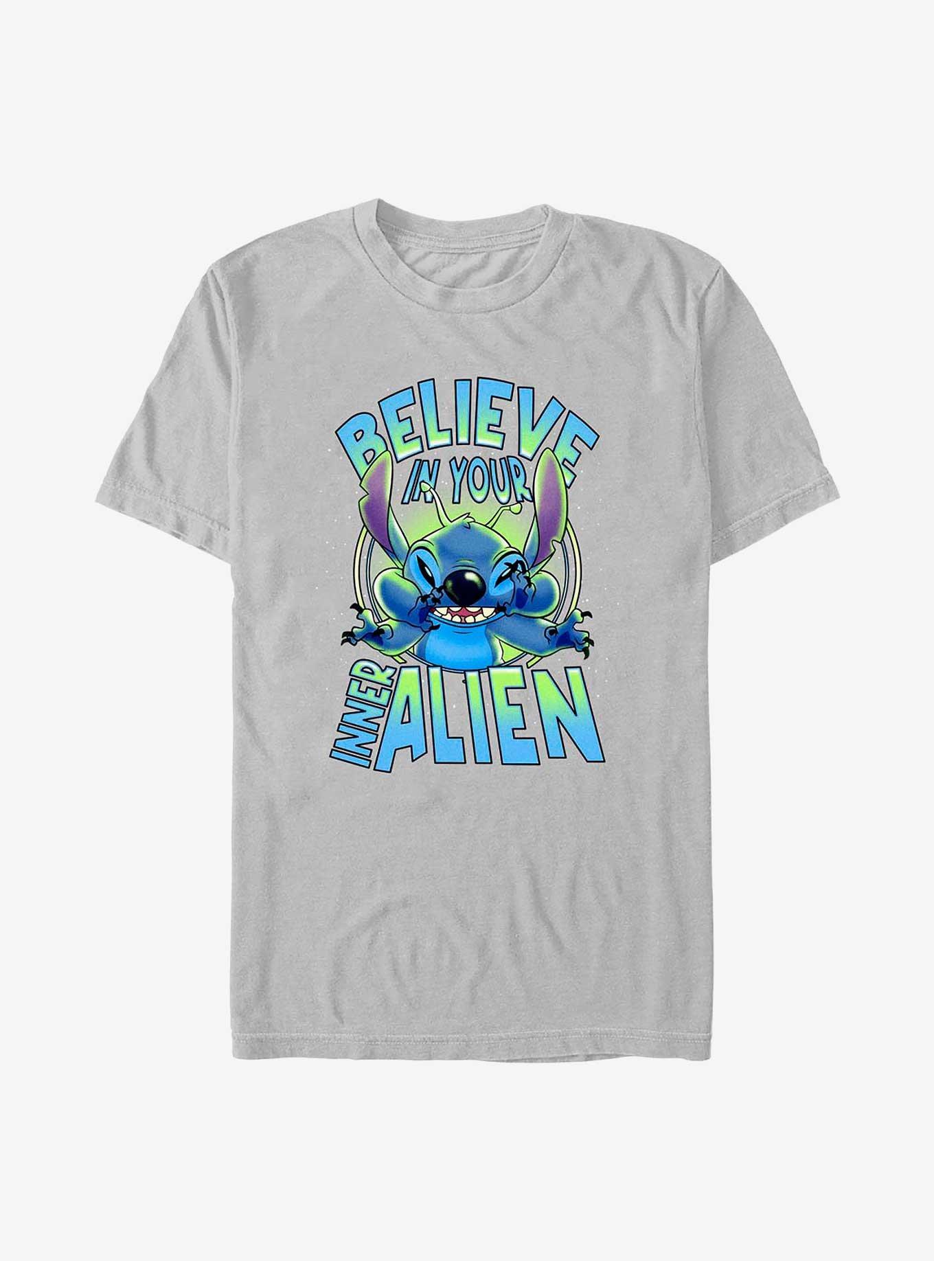Disney Lilo & Stitch Believe In Your Inner Alien T-Shirt, SILVER, hi-res