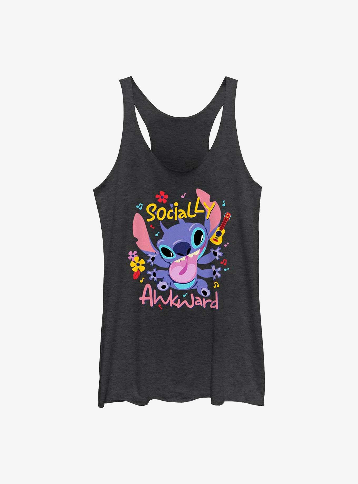 Disney Lilo & Stitch Socially Awkward Womens Tank Top, BLK HTR, hi-res