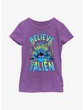 Disney Lilo & Stitch Believe In Your Inner Alien Youth Girls T-Shirt, PURPLE BERRY, hi-res