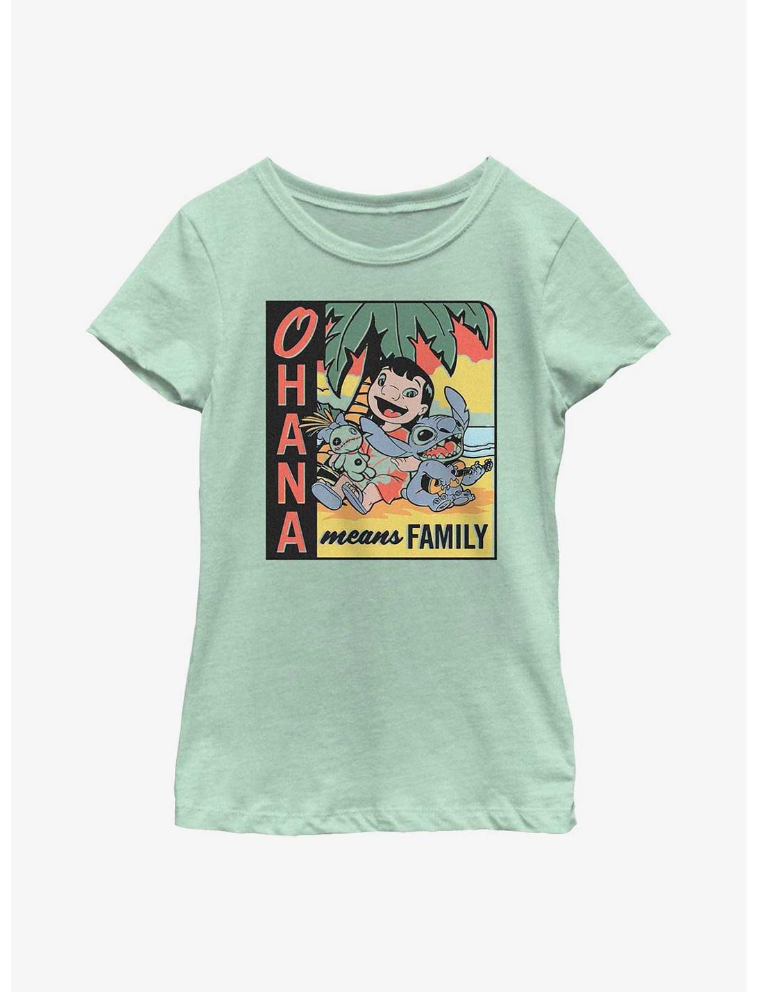 Disney Lilo & Stitch Ohana Means Family Youth Girls T-Shirt, MINT, hi-res