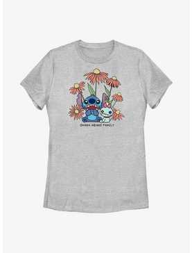 Disney Lilo & Stitch Chibi Floral Ohana Means Family Womens T-Shirt, , hi-res
