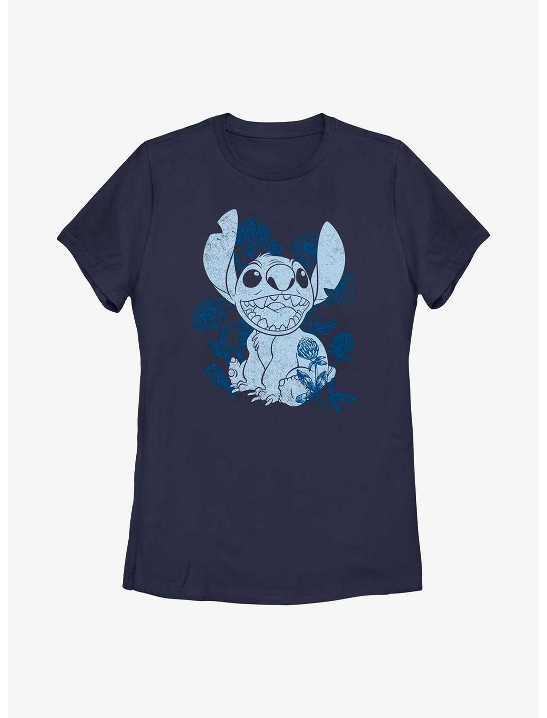 Disney Lilo & Stitch Floral Sketch Womens T-Shirt, NAVY, hi-res