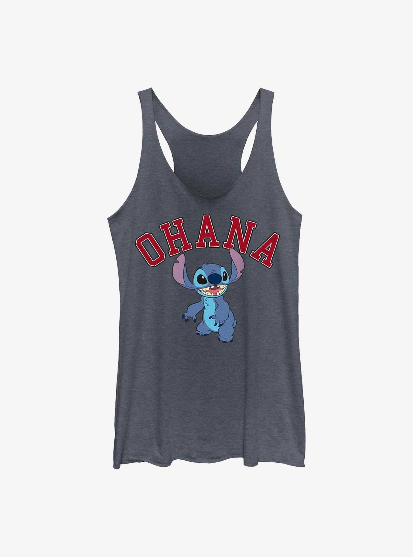 Disney Lilo & Stitch Ohana Collegiate Womens Tank Top, NAVY HTR, hi-res