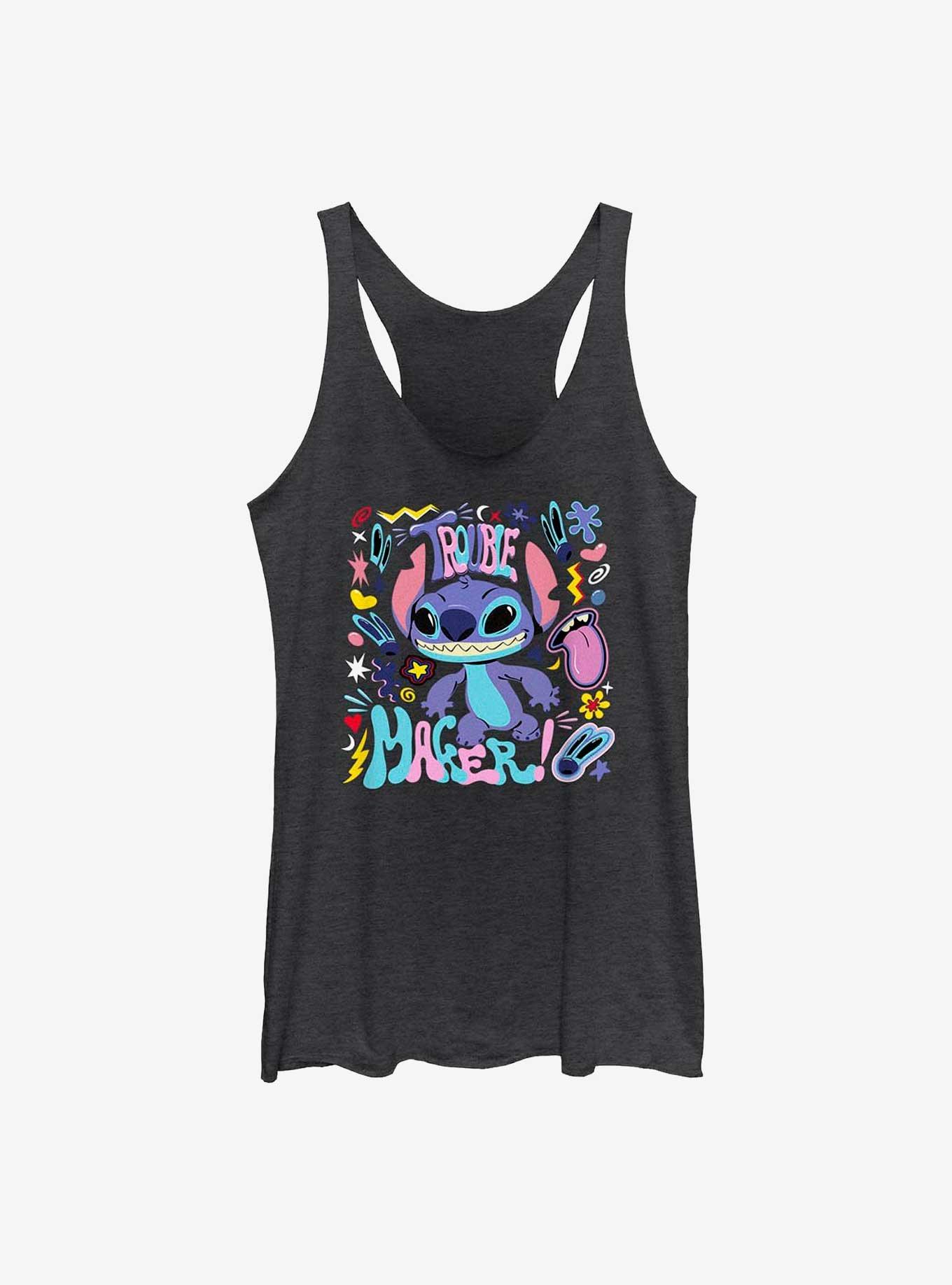 Disney Lilo & Stitch Trouble Maker Womens Tank Top, BLK HTR, hi-res