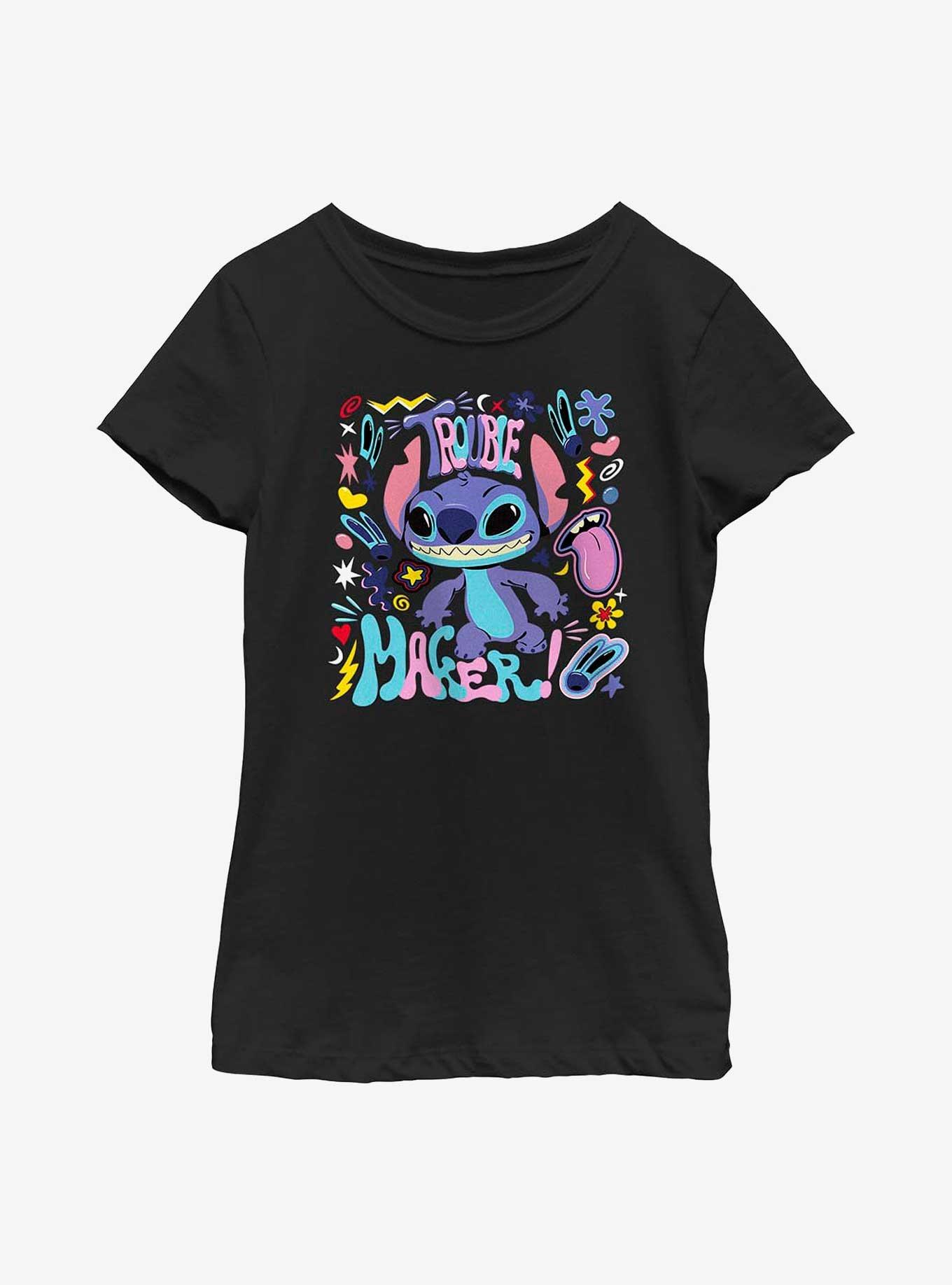 Disney Lilo & Stitch Trouble Maker Youth Girls T-Shirt, BLACK, hi-res