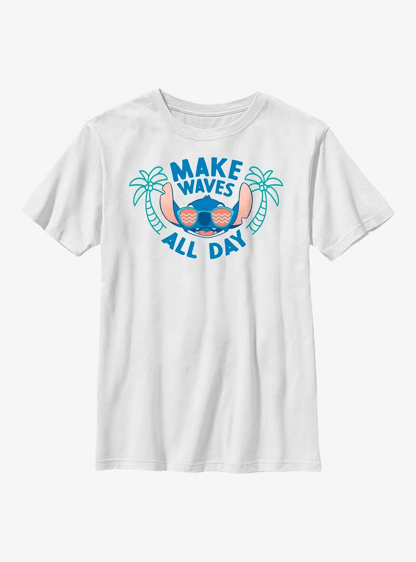 Disney Lilo & Stitch Make Waves All Day Youth T-Shirt, WHITE, hi-res