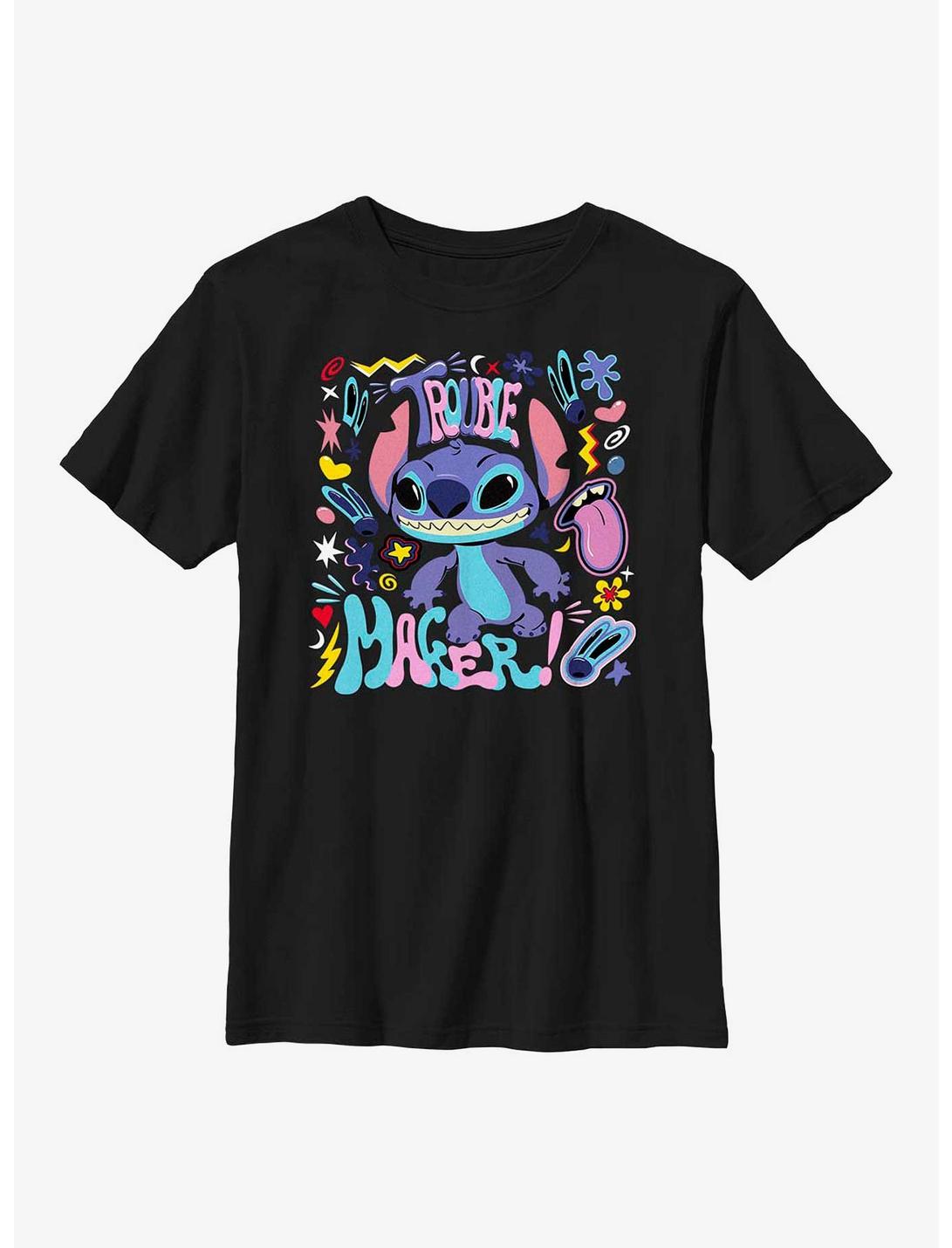 Disney Lilo & Stitch Trouble Maker Youth T-Shirt, BLACK, hi-res