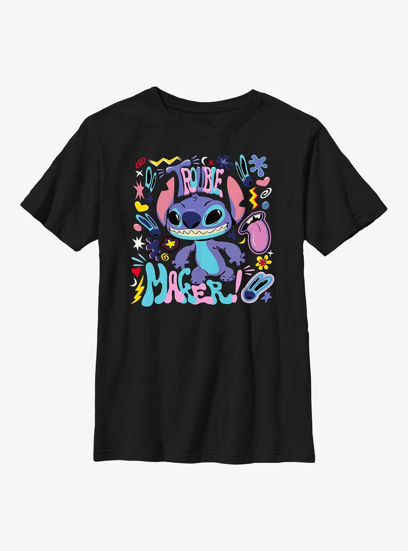 Disney Lilo & Stitch Trouble Maker Youth T-Shirt, BLACK, hi-res