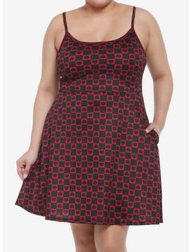 Hearts Checkered Strappy Mini Dress Plus Size, , hi-res