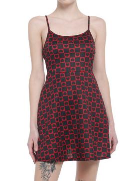 Hearts Checkered Strappy Mini Dress, , hi-res