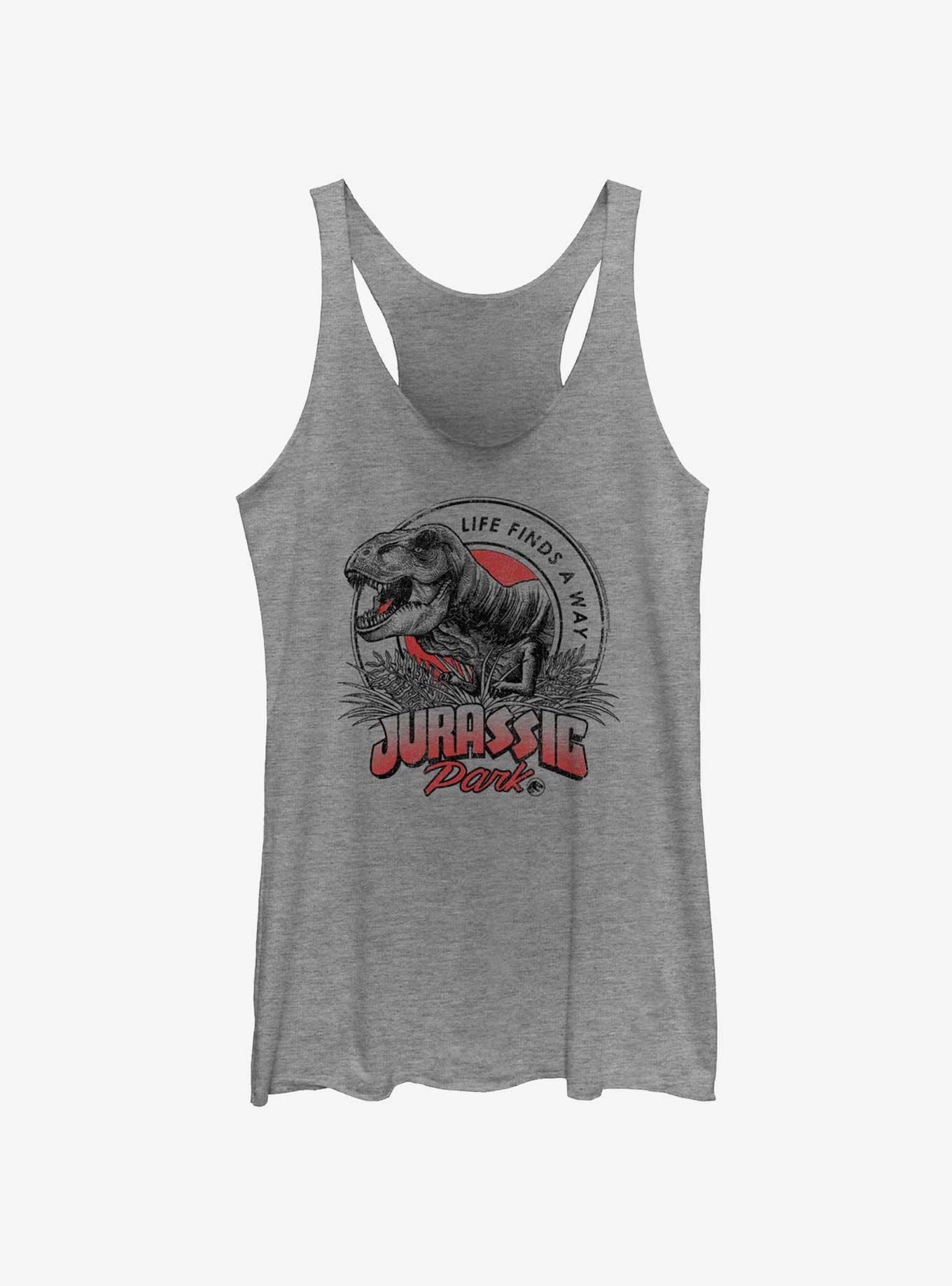 Jurassic Park T Rex Finds A Way Girls Tank, GRAY HTR, hi-res