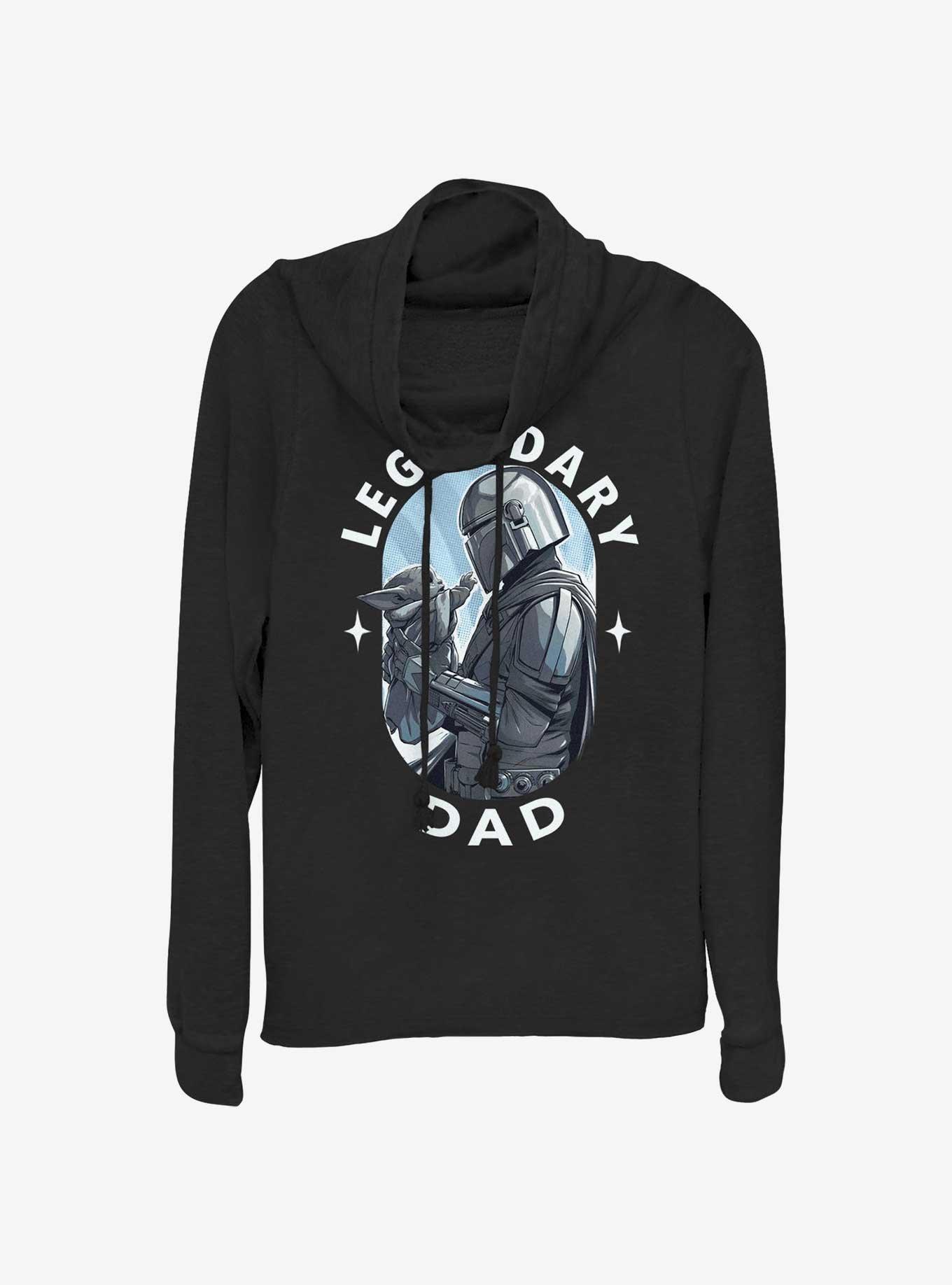 Star Wars The Mandalorian Legendary Dad Cowl Neck Long-Sleeve Top, BLACK, hi-res