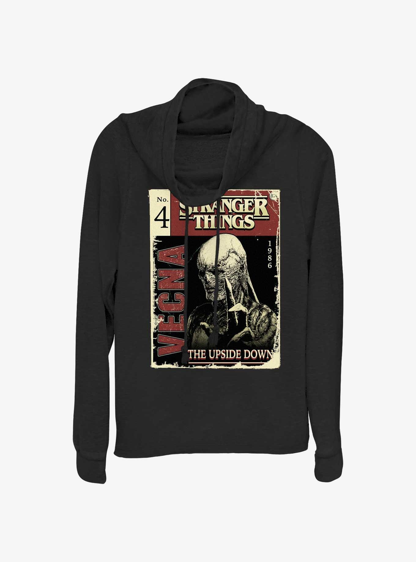 Stranger Things Vecna Pulp Comic Cowl Neck Long-Sleeve Top, BLACK, hi-res