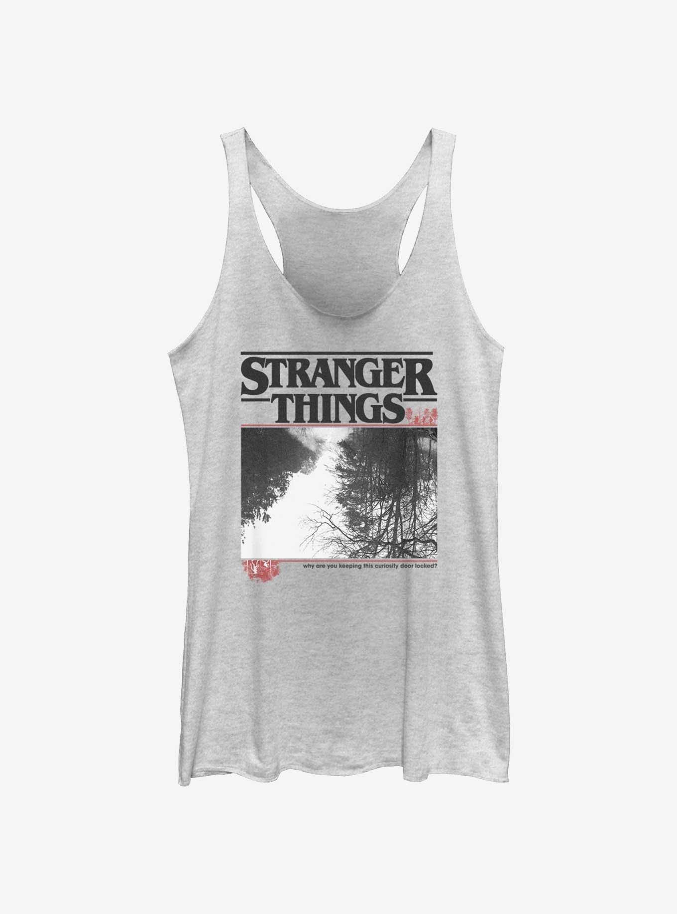 Stranger Things Forest Photo Logo Girls Tank, WHITE HTR, hi-res