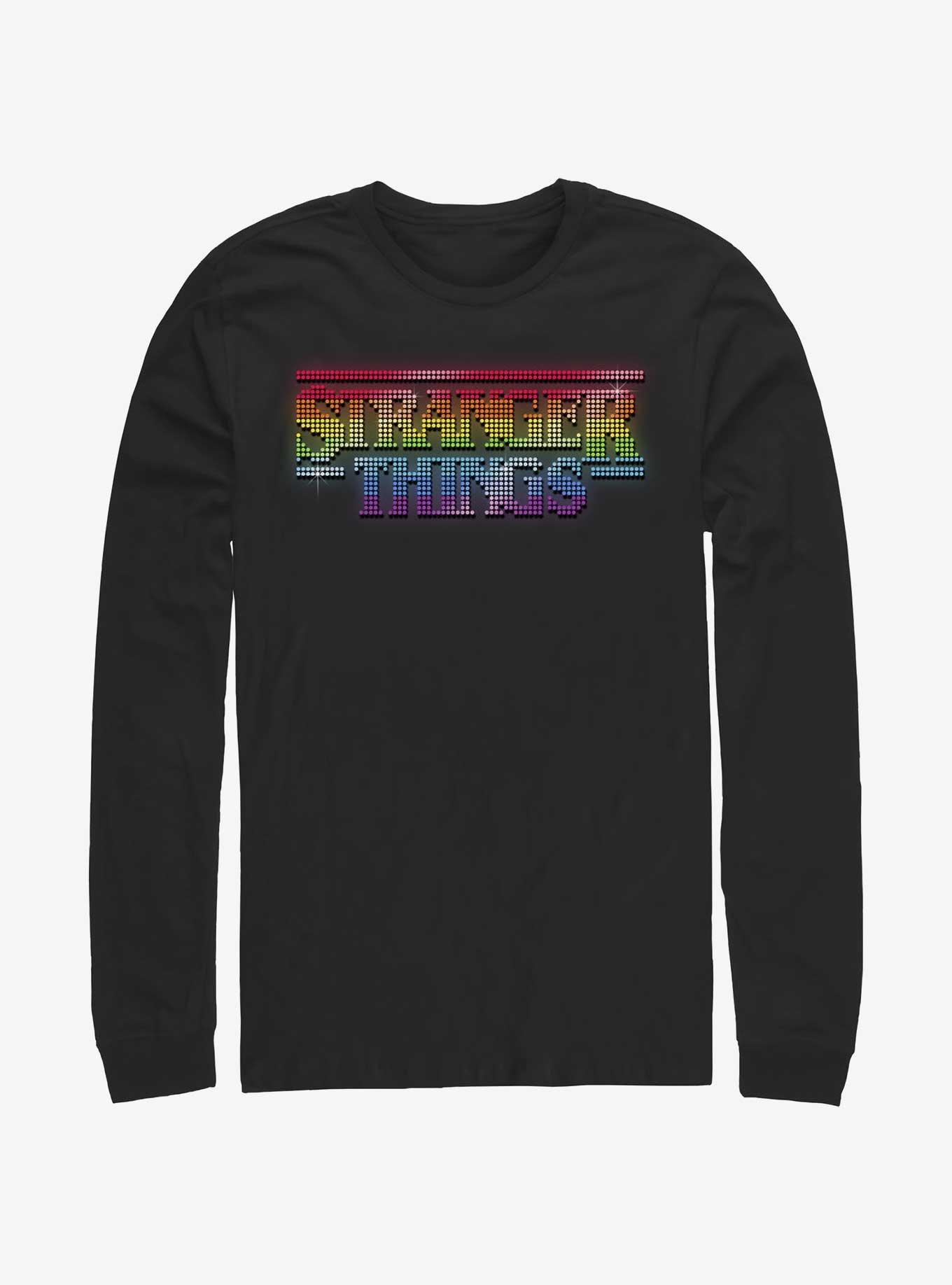 Stranger Things Rainbow Logo Long Sleeve T-Shirt, BLACK, hi-res