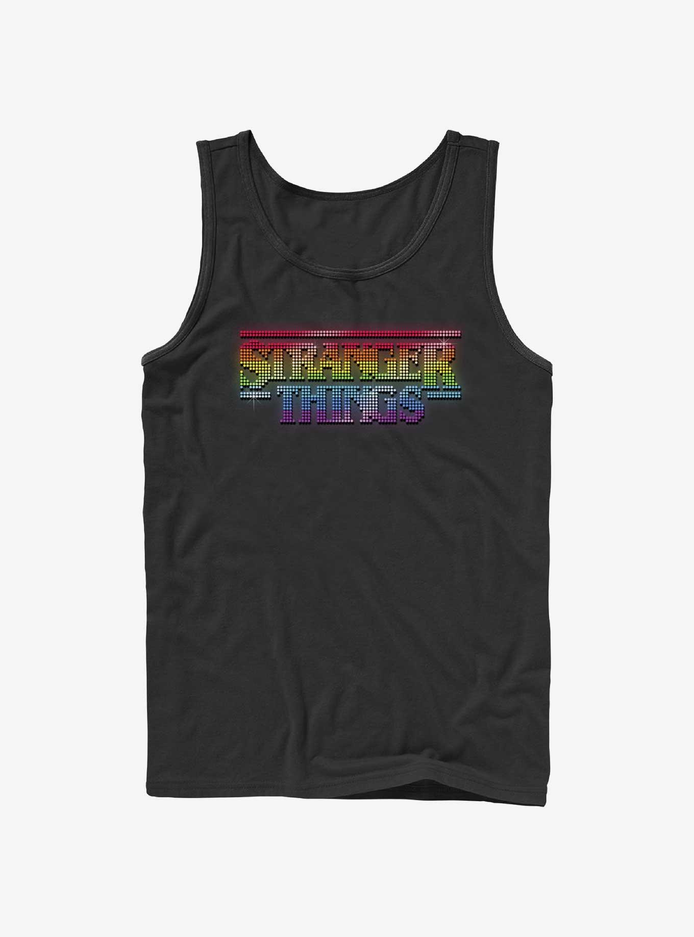 Stranger Things Rainbow Logo Tank, BLACK, hi-res