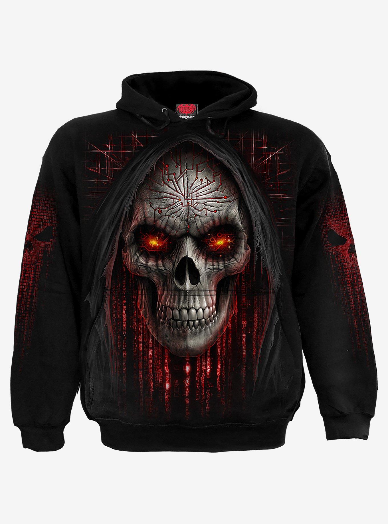 Cyber Death Black Hoodie, BLACK, hi-res