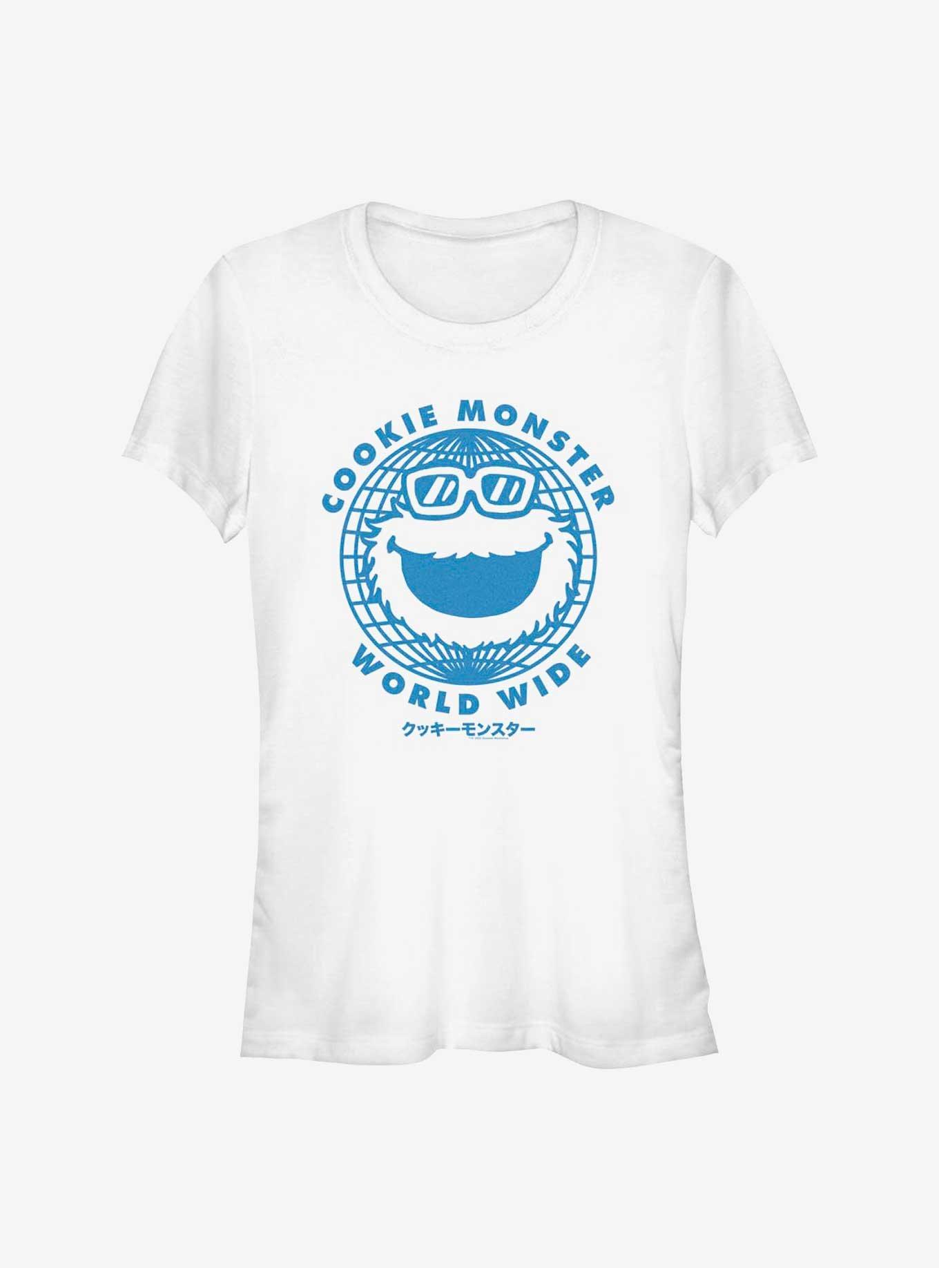 Sesame Street Cookie Monster World Wide Girls T-Shirt, WHITE, hi-res