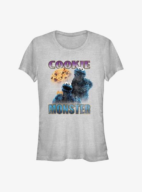 Hot Topic Sesame Street Cookie Monster Eat Cookies Girls T-Shirt Grey