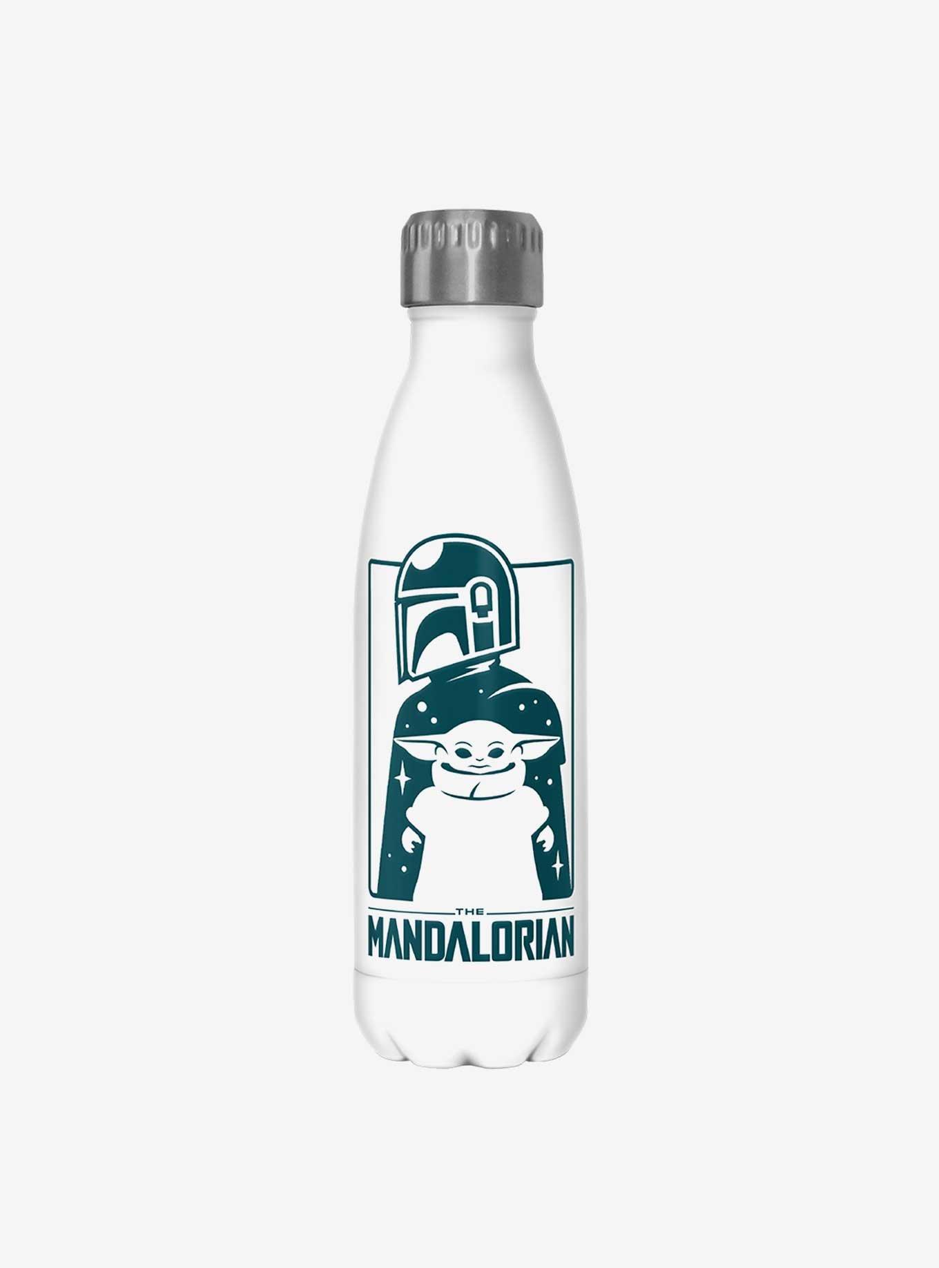 Star Wars The Mandalorian Cute Silhouette White Stainless Steel Water Bottle, , hi-res