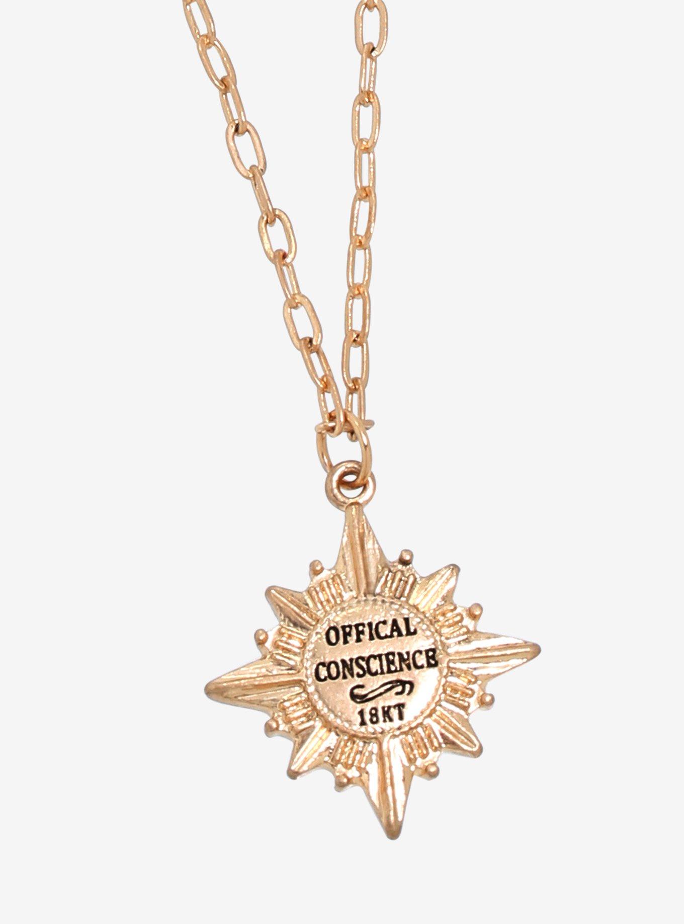 Disney Pinocchio Jiminy Cricket Badge Pendent Necklace - BoxLunch Exclusive, , hi-res