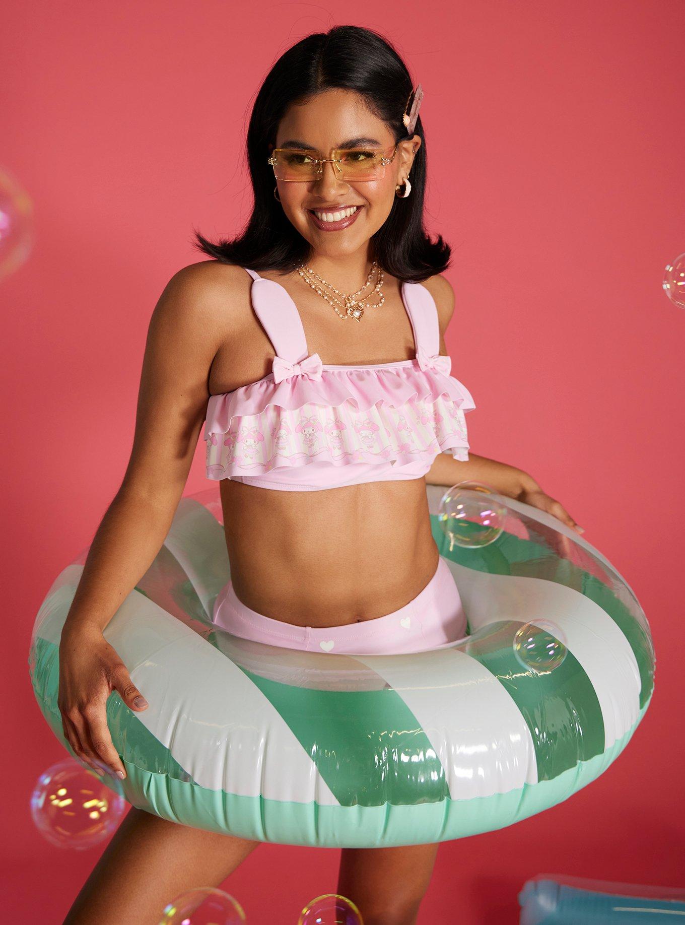 My Melody Pink Ruffle Swim Top, MULTI COLOR, hi-res