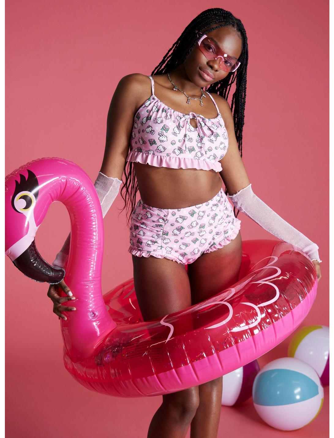 Hello Kitty Strawberry Ruffle Swim Top, MULTI COLOR, hi-res